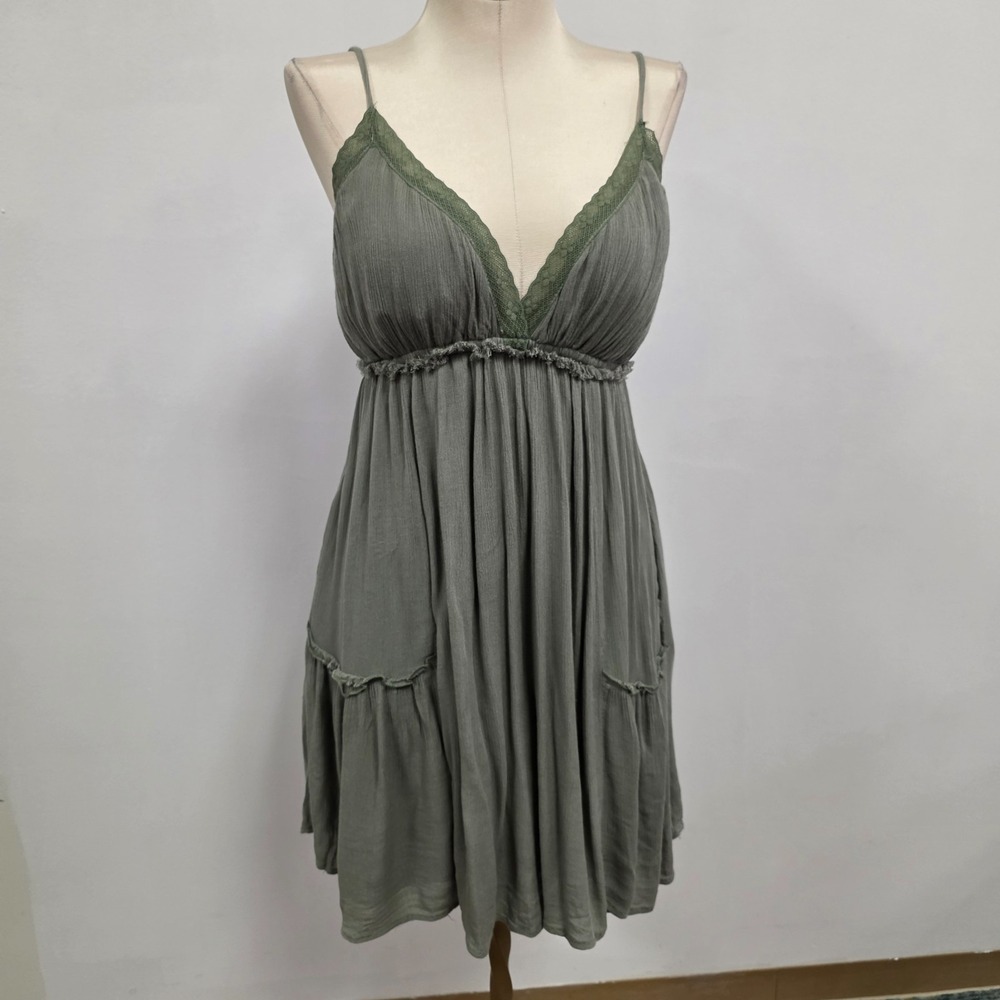 Listicle Babydoll Fairy Grunge Goblin‎ Core Dress Size S Lace Trim Raw Edge Mesh